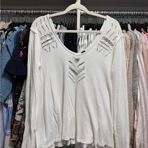 We The Free White Long Sleeve Knit Top